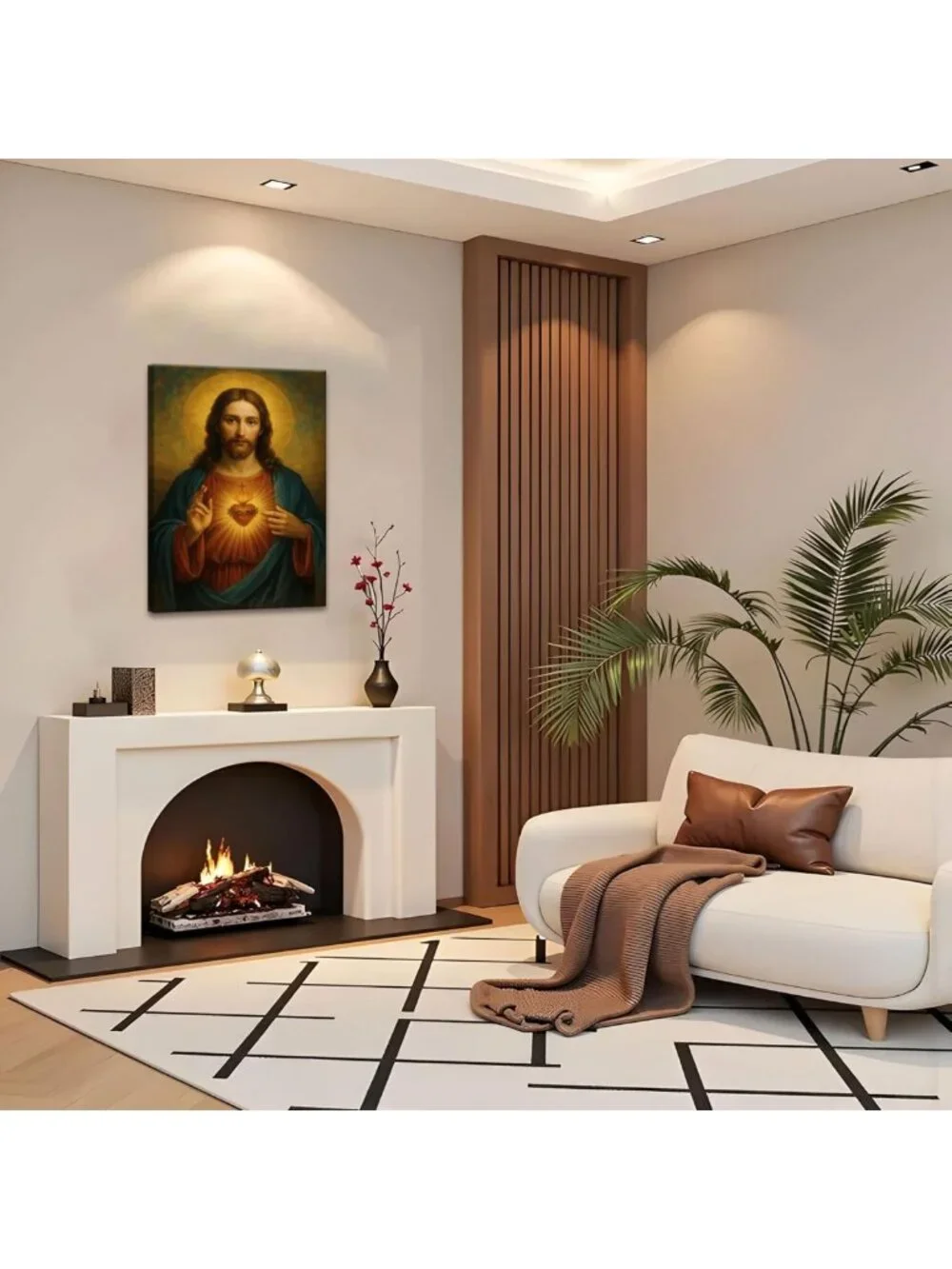 Divine Mercy Canvas Wall Art - Christian Jesus Portrait, Framed 12x16 Inch Decor